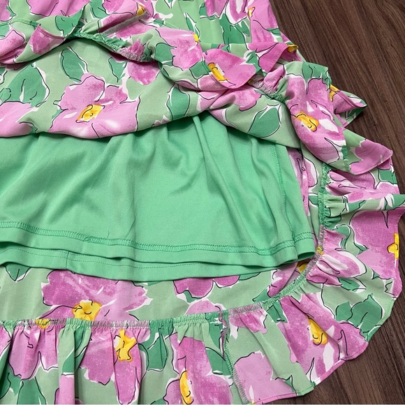 Staccato women sz M BRIDGET FLORAL TIERED RUFFLE DRESS - KELLY GREEN - Picture 11 of 12